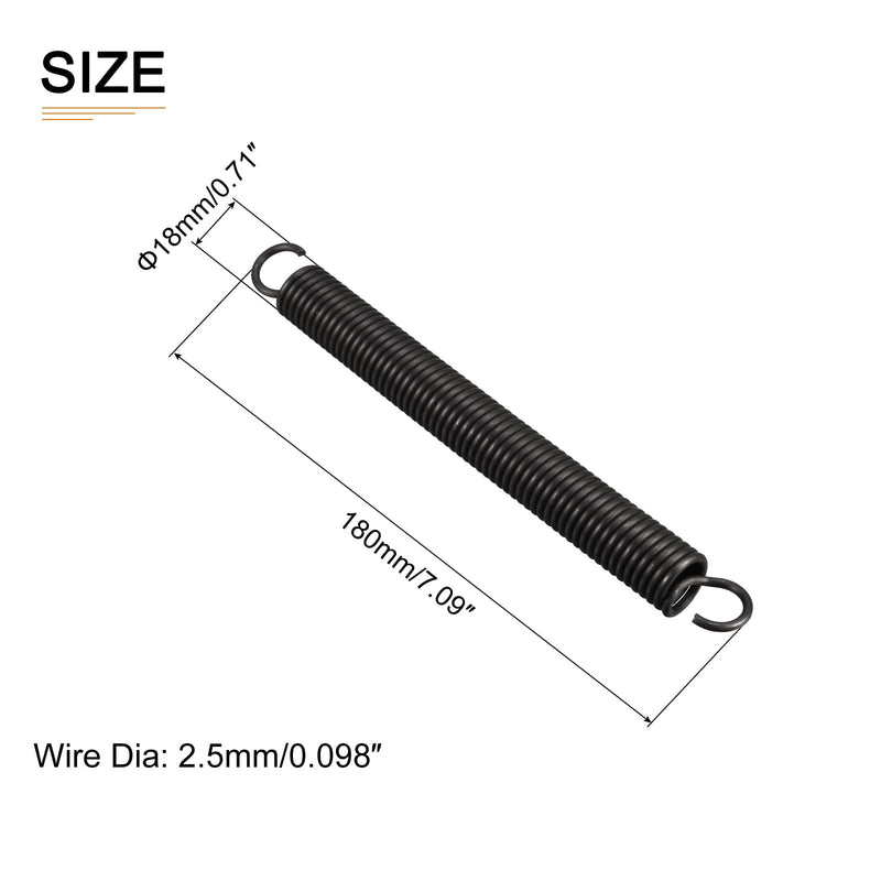 [Australia - AusPower] - 2.5x18x180mm(WxODxL) Extension Spring - 2Pack - Good for Home Repair Machinery - Manganese Steel Extended Compressed Spring - Black 2.5x18x180mm 