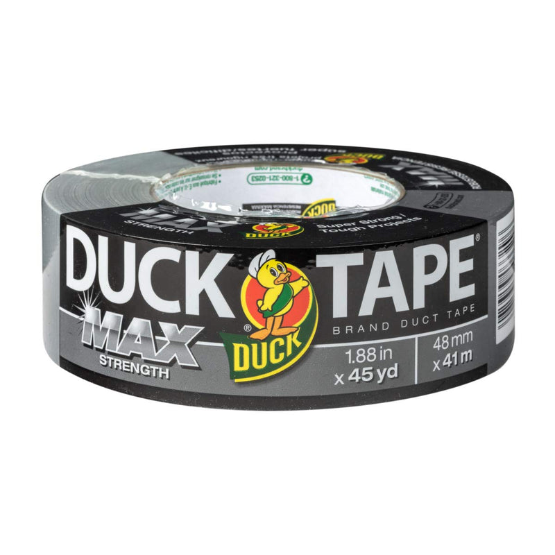 Duck Brand Max Strength Duct Tape - 1 Roll - Heavy Duty Hold - 1.88 Inch x 45 Yards - Silver (240201) 1.88 in x 1620 in (Pack of 1)