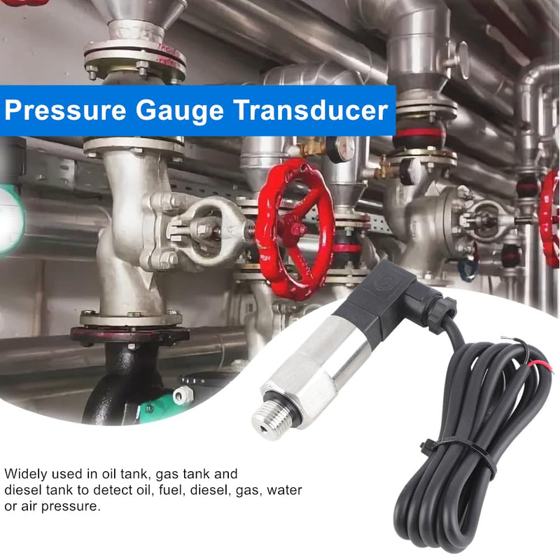 [Australia - AusPower] - Stainless Steel Pressure Transducer, Pressure Sensor Silicon Pressure Transmitter Sensor Water Flow Sensor 4-20mA Output G1/4 Inch for Water Gas Oil (0-0.5 MPA) 0--1MPA 