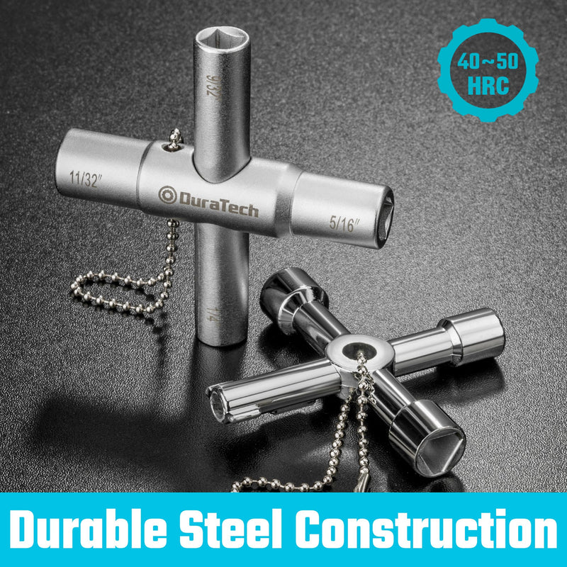 [Australia - AusPower] - DURATECH 4 Way Sillcock Key Set, Utilities Key, Multi-functional Water Key, 2-Pack, for Valve, Faucet, and Spigots 4 Way Key & Utilities Key 