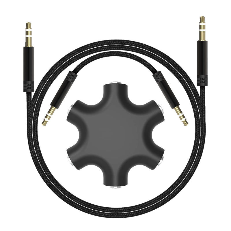 [Australia - AusPower] - EBEETECH 3.5mm Multi Headphone Audio Splitter 5-Jack Female Connector Adapter with 3.5mm Stereo Cable 20cm & 100cm, 3-in-1Pack 