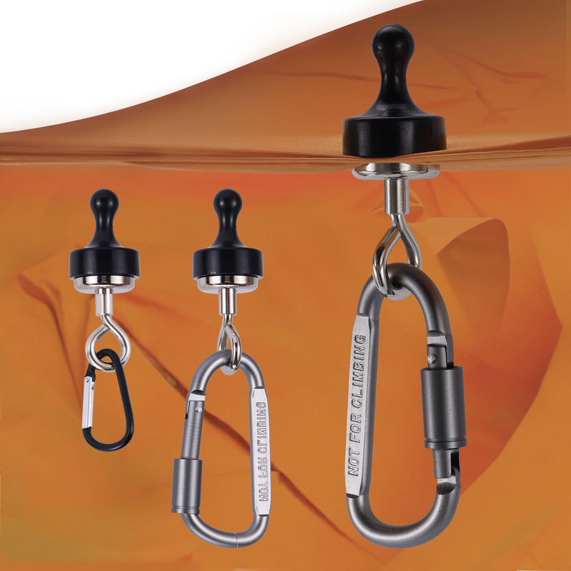 [Australia - AusPower] - Magnetic Hooks for Canopy, Magnet Clip Hanger with Carabiner for Camping, Heavy Duty Earth Magnets, Cruise Hanging, Multifunctional Tent Canopy, Suitable Tents Swivel Snap (Small) Small 