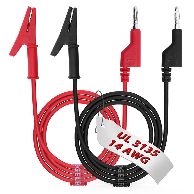 [Australia - AusPower] - 14 Gauge 2pcs 3.3 Ft Stackable 4MM Banana Plug to Alligator Clips UL3135, Heavy Duty Silicone Test Leads Set Jumper Wires Kit for Testing - EDGELEC 3.3 Ft(1m) 