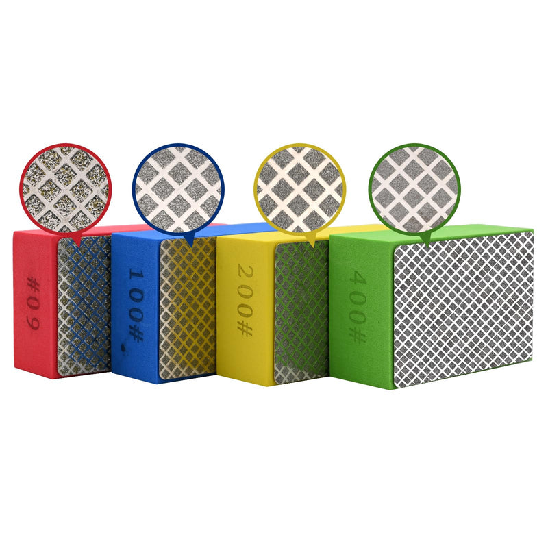 [Australia - AusPower] - 4pcs Diamond Hand Polishing Pads for Ceramic Tile Glass Grinding,Sanding Blocks Polishing 60#,100#,200#,400# 4PCS 
