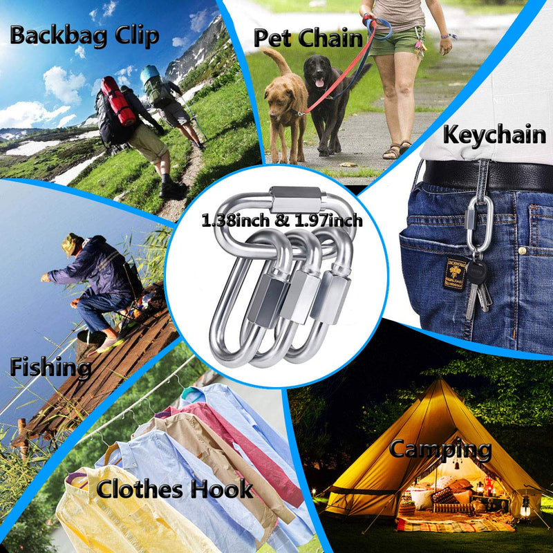 [Australia - AusPower] - Quick Link, Ekunbuy 304 Stainless Steel Heavy Duty Locking Clips Chain Connector Repair Link Buckle for Swing Outdoor Camping M5 6Pack 