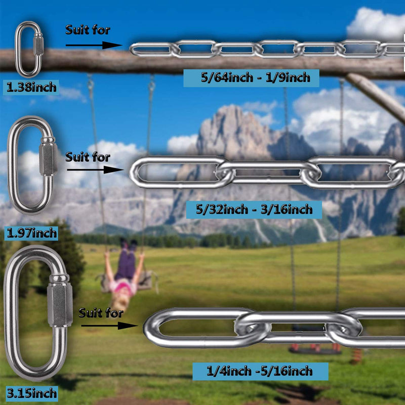[Australia - AusPower] - Quick Link, Ekunbuy 304 Stainless Steel Heavy Duty Locking Clips Chain Connector Repair Link Buckle for Swing Outdoor Camping M5 6Pack 