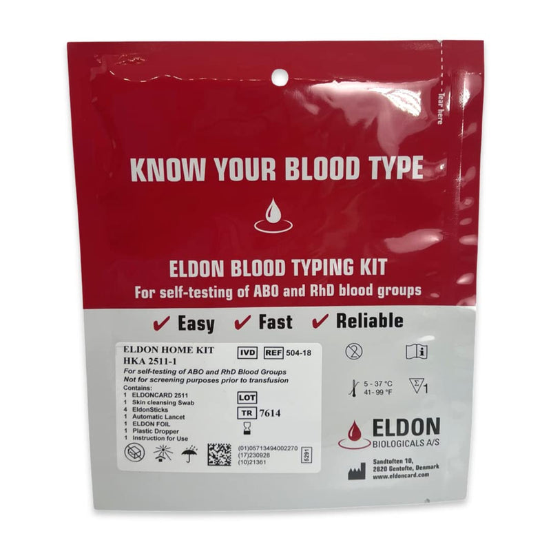 [Australia - AusPower] - Eldoncard INC Rapid Blood Type Test (2 COMPLETE KITS) - Air Sealed Envelope, Safety Lancet, Micropipette, Cleansing Swab 