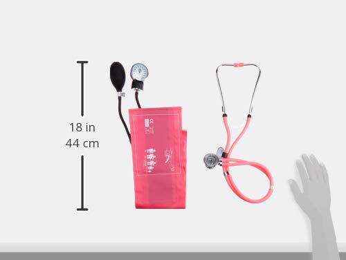 [Australia - AusPower] - EMI Professional Deluxe Aneroid Sphygmomanometer and Sprague Rappaport Stethoscope Set Kit #330 (Pink) Pink 