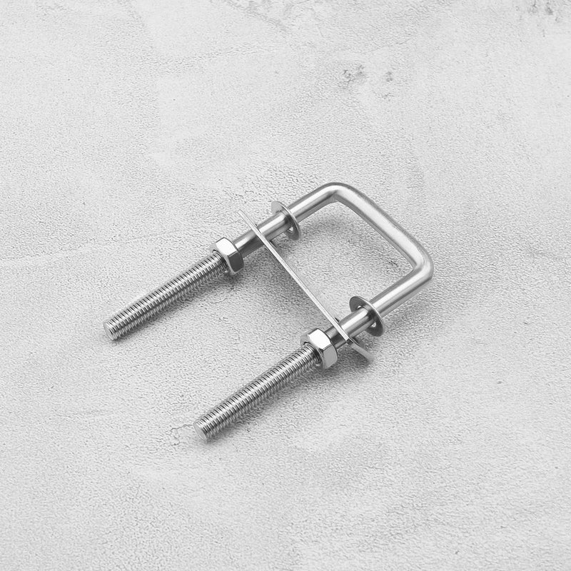 [Australia - AusPower] - eMagTech 4 Sets M8 Square U-Bolts 304 Stainless Steel U Clamp Bolt with Nuts and Washers 42mm Inner Width for Trailers Pipes Wood Hardware 