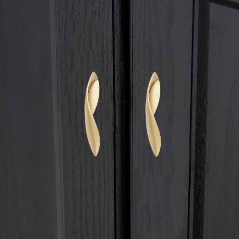 [Australia - AusPower] - 4Pcs Arcuate Pulls Handles Knobs,3.8" C-C Modern Elegant Curved Handle Cabinet Pulls,Create a Spatial Aesthetic,S-Shaped Solid Zinc Alloy Drawer Pull (4 Pack, Pearl Gold, 3.8" Hole Centers) 