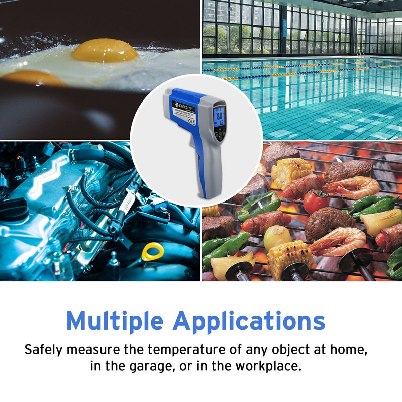[Australia - AusPower] - Etekcity Infrared Thermometer 1022D (Not for Human) Dual Laser Temperature Gun Non-contact-58℉~1022℉ (-50℃ ~ 550℃) with Adjustable Emissivity & Max Measure, Standard Size, Blue & Gray 
