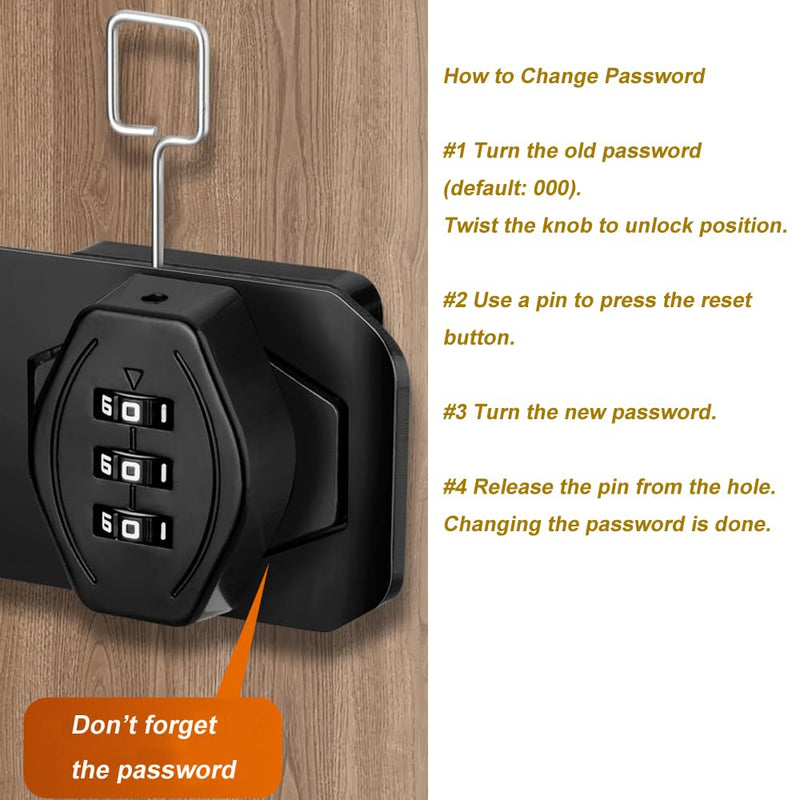 [Australia - AusPower] - Keyless Cabinet Lock 3-Digit Password Combination Code Hasp latch Lock Twist Knob Wooden Drawer Cupboard Locker Gun-Safe Closet Box (Silver, 4 inch) Silver 