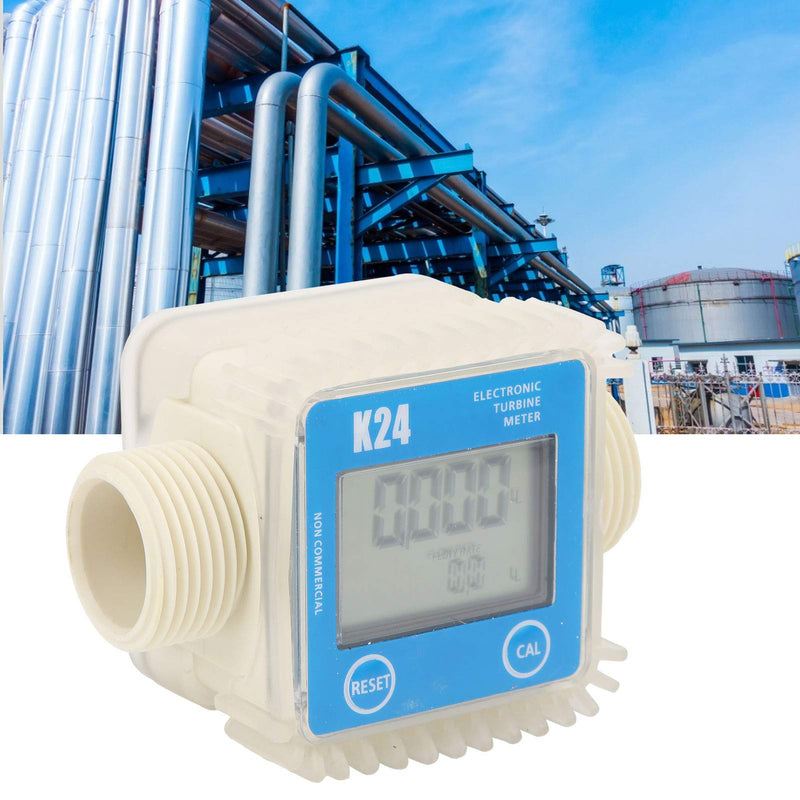 [Australia - AusPower] - Digital Turbine Flow Meter 1inch Gasoline Fuel Pump Flowmeter for Chemicals LCD Display Fuel Flow Meter for Gas Diesel Water Measurement K24 