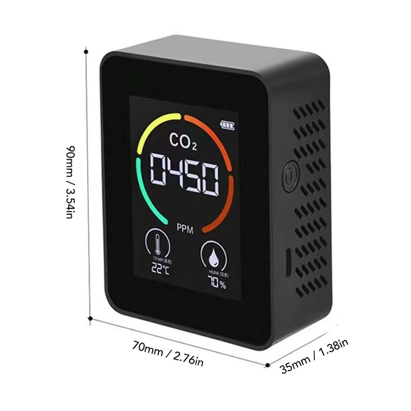 [Australia - AusPower] - Air Quality Detector, 3 in 1 CO2 Meter Air Quality Sensor USB Charger TVOC Tester for Home Use 