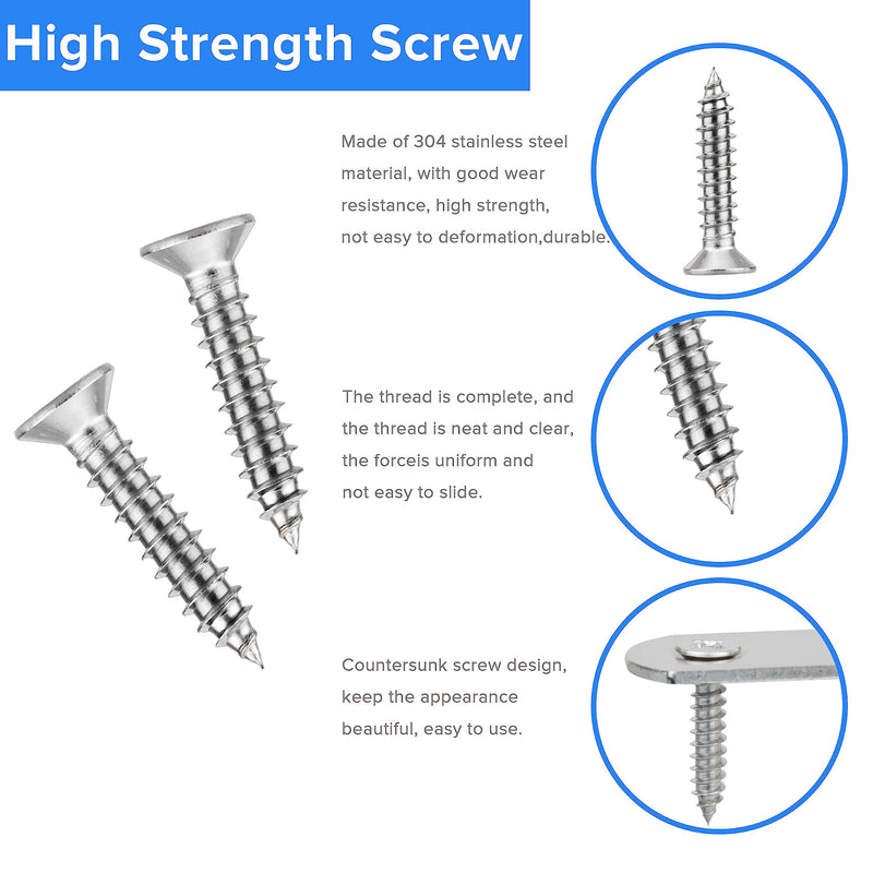 [Australia - AusPower] - 16 Pack Flat Plate Straight Brackets 40MM Stainless Steel Flat Metal Braces,Repair Bracket with Screws (40 mm / 16 Pcs) 40 mm / 16 Pcs 