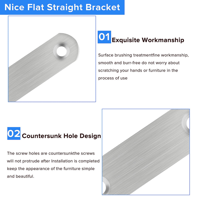 [Australia - AusPower] - 16 Pack Flat Plate Straight Brackets 40MM Stainless Steel Flat Metal Braces,Repair Bracket with Screws (40 mm / 16 Pcs) 40 mm / 16 Pcs 