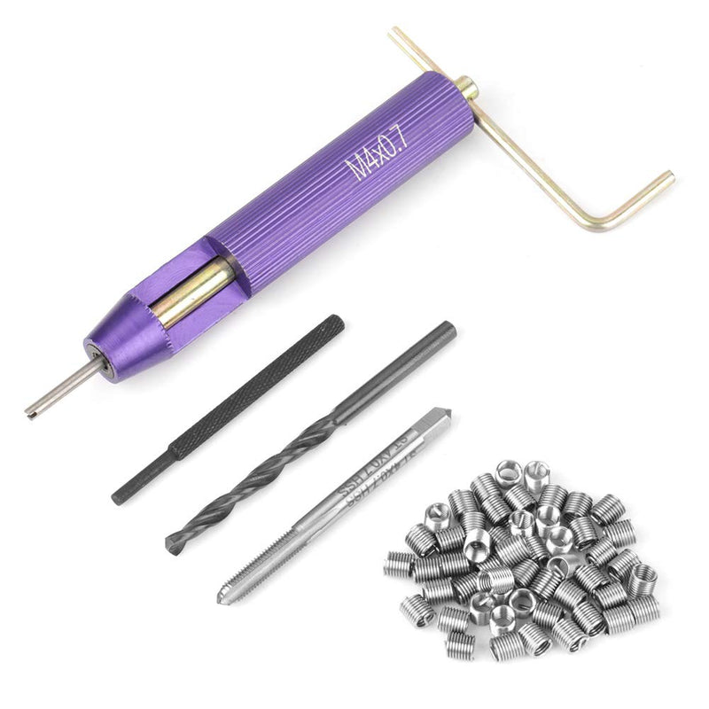 [Australia - AusPower] - Wire Thread Inserts, 50Pcs M4 x 2D Stainless Steel Coiled Wire Helical Screw Thread Inserts with M4 Installation Tool, ST4 Dedicated Tap, Tang Breaker, Drill Bit 
