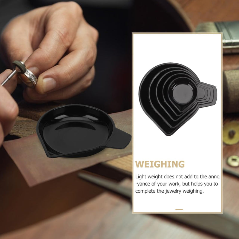 [Australia - AusPower] - EXCEART Set of 5 Plastic Scales for Fine Scales, Mini Measuring Cups for Gemstone Scales, Electronic Weighing Trays, Black, 10.5 x 10 x 1.5 cm 