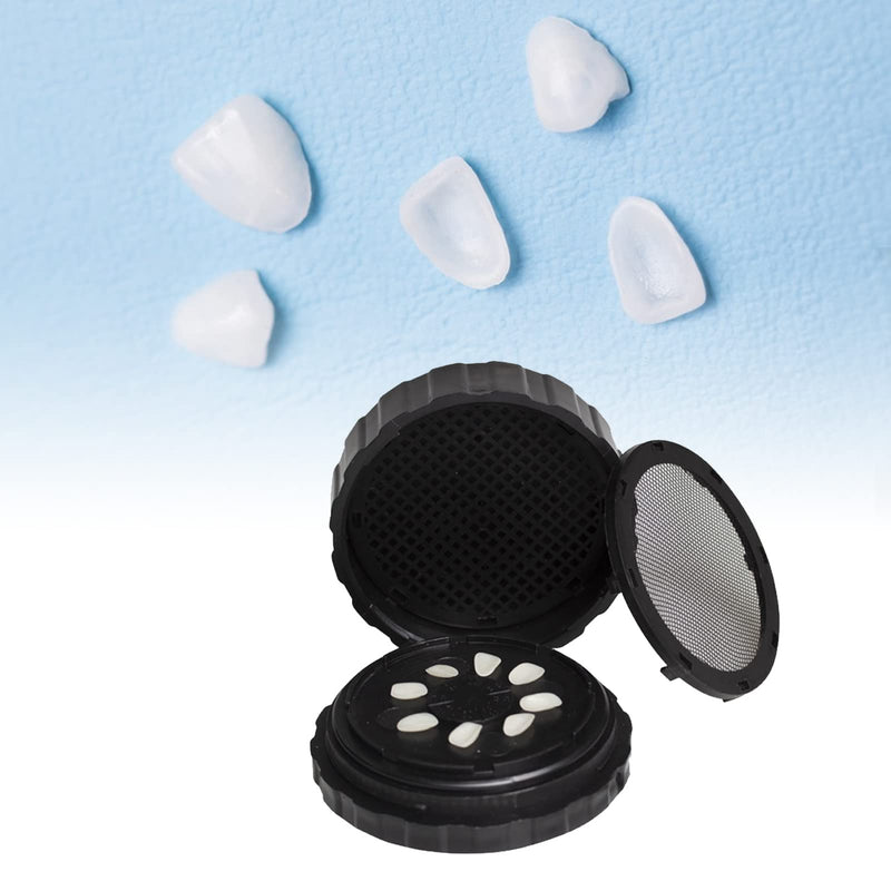 [Australia - AusPower] - Dental Veneer Box, Dental All Ceramic Veneer Processing Box, Portable and Reusable Denture Storage Box with Spare Pad, Round Shape, Ultra Thin Mesh, Black 