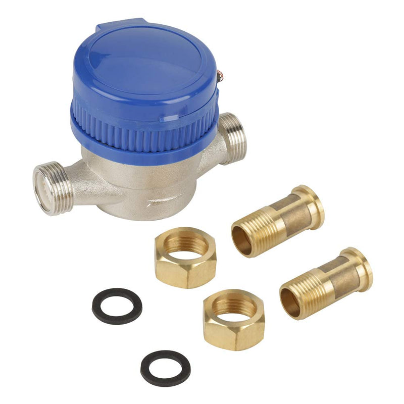 [Australia - AusPower] - Cold Water Meter, 1/2 inch Thread Water Meter with Fittings and A Protective Cover for Garden and Home Usage 