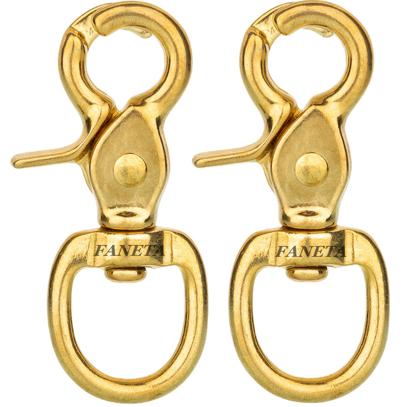 [Australia - AusPower] - Quality Solid Brass 2-3/4" Trigger Snap Hooks 5/8" Swivel Round Eye Scissor Snap Clips Heavy Duty for Pet Leashes, Purse Straps and Belting Leathercraft (Pack of 2) 