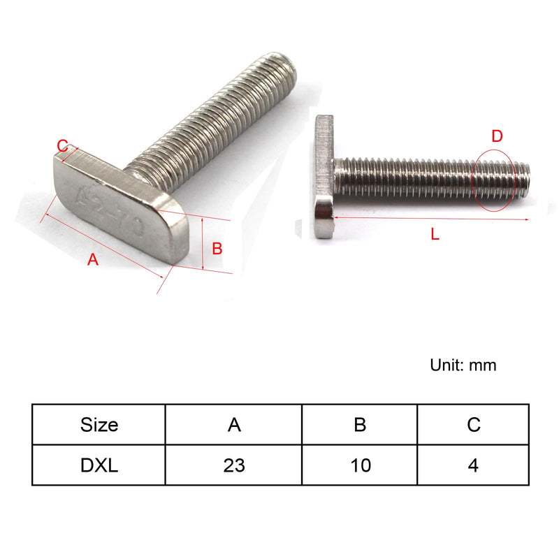 [Australia - AusPower] - 12Pcs M8x60 304 Stainless Steel T-Slot Bolt T-Shaped Bolt Screw 23mm Head Size 