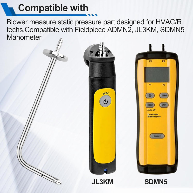 [Australia - AusPower] - Static Pressure Probes HVAC Compatible with Fieldpiece Manometer AMIN2, ADMN2, SDMN5, Pitot Static Tube Fit for Many Dual Port Manometer with 2X 39.37FEET(1.0M) Soft Tube 