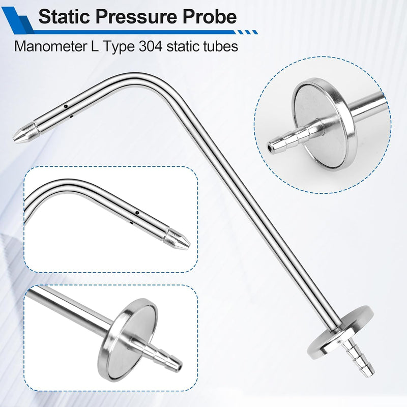 [Australia - AusPower] - Static Pressure Probes HVAC Compatible with Fieldpiece Manometer AMIN2, ADMN2, SDMN5, Pitot Static Tube Fit for Many Dual Port Manometer with 2X 39.37FEET(1.0M) Soft Tube 