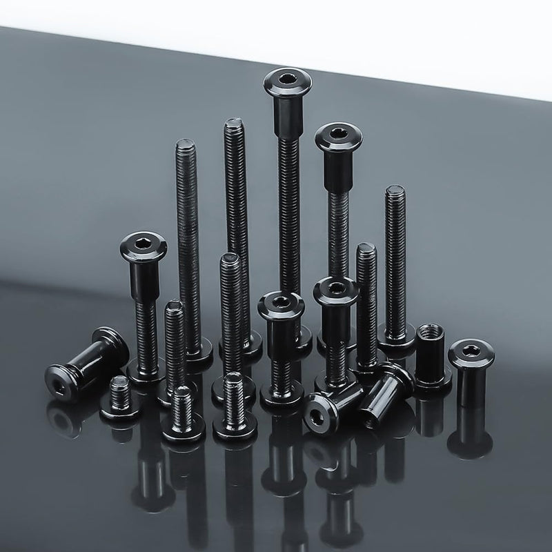 [Australia - AusPower] - M6-1.0 x 80mm Flat Head Binding Screws with M6 x 15mm Binding Nuts Set 10 Sets, 18-8 (304) Stainless Steel Flat Head Binding Screws, Black Coated, Fayeploo (with Hex Wrench) M6-1.0 x 80mm 