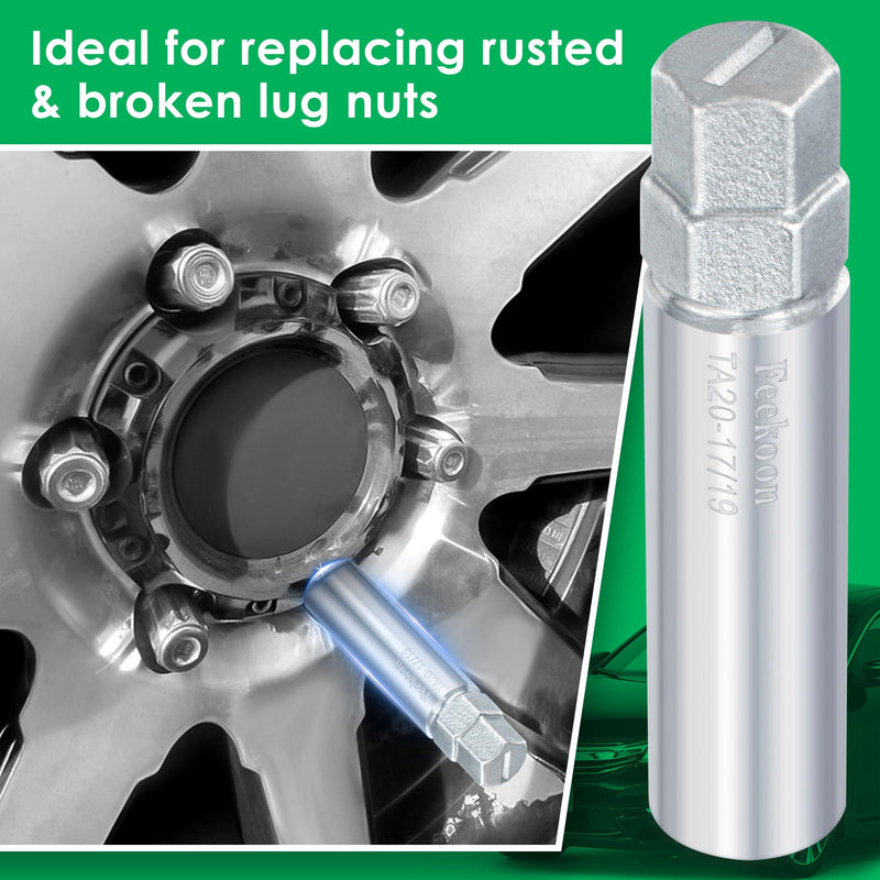 [Australia - AusPower] - Feekoon 10 Spline Lug Nut Key Replacement for TA20-17/19, Compatible with Bimecc 10-Spline Lug Nut and Lug Bolts, Passenger w/ 17MM and 19MM Hex Drive, Steel (Silver,1 Pack) 