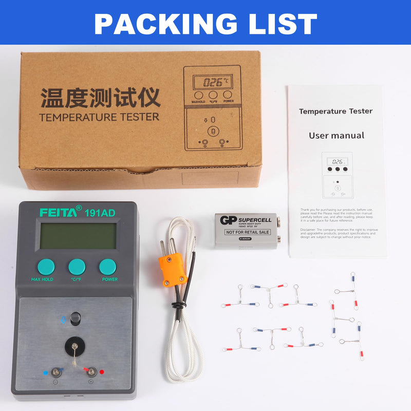 [Australia - AusPower] - FEITA 191AD Soldering Tip Thermometer with AUTO & MAX Hold Feature, C and F Digital Display Soldering Iron Temperature Tester 