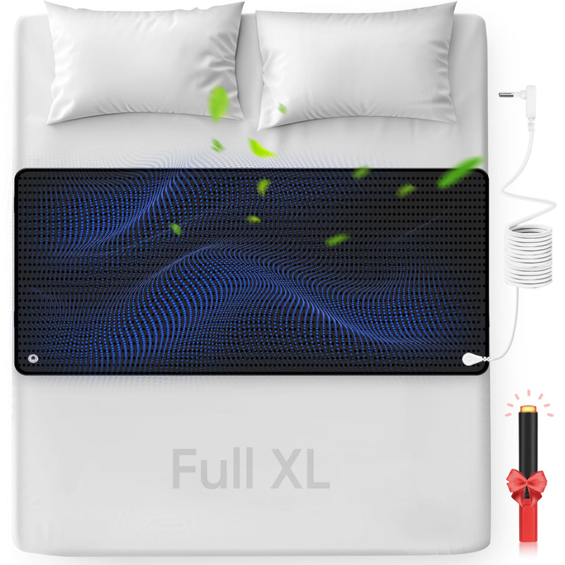 [Australia - AusPower] - Grounding Mat for Bed, Enjoy The Grounding Effect Indoors, for Better Sleep, Pain and Stress Relief, Grounding Mat Set Comes with Grounding Cord Black Full 