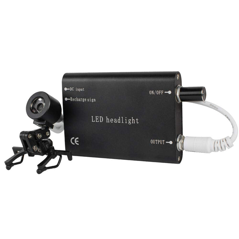 [Australia - AusPower] - Dental Headlight, Portable LED Headlamp Surgical Medical Head Light Lamp, High Brightness Dentist Light with Rechargeable Battery Universal Clamp for Loupes Glasses (Black) 