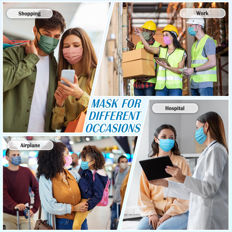 [Australia - AusPower] - Disposable Face Mask For Adults - 100 Pack Individually Wrapped,4 Ply Protection Face Masks,Colorful Face Masks Disposable Colorful 
