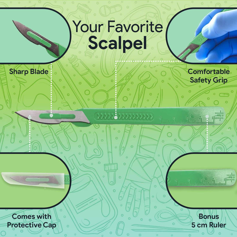 [Australia - AusPower] - FifthPulse Disposable Surgical Scalpel Knife #23 - Ten Individually Wrapped Sterile Scalpel Blades - Surgical Blade Scalpels With Safety Grip 