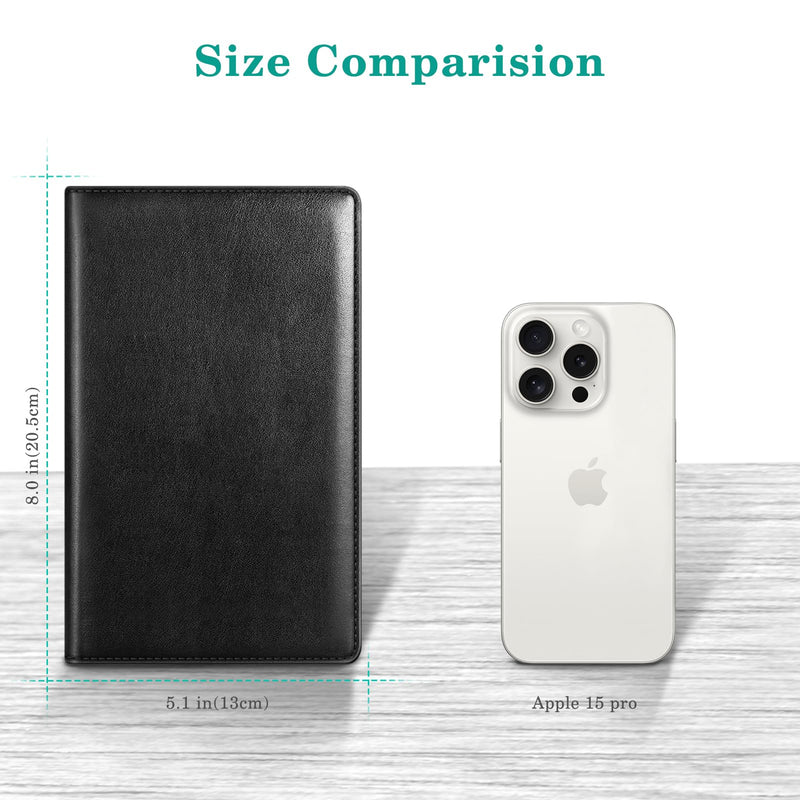 [Australia - AusPower] - Fintie Server Book Organizer with Zipper Pocket, PU Leather Restaurant Guest Check Presenters Card Holder for Waitress, Waiter, Bartender (Black) Black 