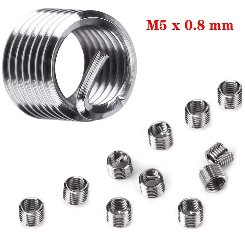 [Australia - AusPower] - Fixinus 30 Piece M5 x 0.8mm Thread Repair Insert Kit, Stainless Steel Thread Repair Kit Helicoil Coil Compatible Hand Tool Set for Auto Repair 