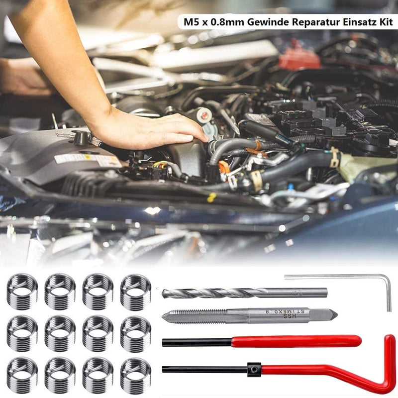 [Australia - AusPower] - Fixinus 30 Piece M5 x 0.8mm Thread Repair Insert Kit, Stainless Steel Thread Repair Kit Helicoil Coil Compatible Hand Tool Set for Auto Repair 