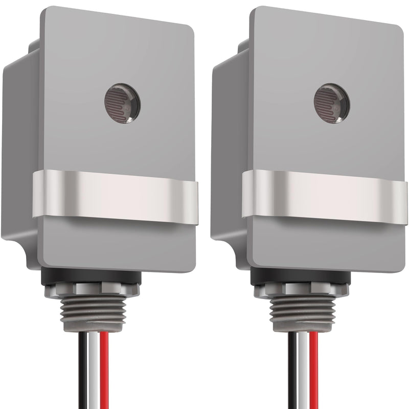 [Australia - AusPower] - 2 Pack Photocell Sensor for Outdoor Lights, 120VAC 50/60Hz Dusk to Dawn Photoelectric Switch with IP54 Waterproof Housing, Automatic Light Control for Yard, Garden, and Driveway 