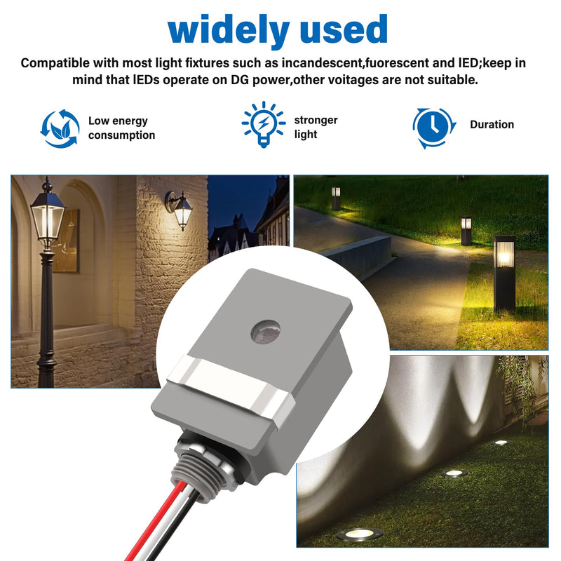 [Australia - AusPower] - 2 Pack Photocell Sensor for Outdoor Lights, 120VAC 50/60Hz Dusk to Dawn Photoelectric Switch with IP54 Waterproof Housing, Automatic Light Control for Yard, Garden, and Driveway 
