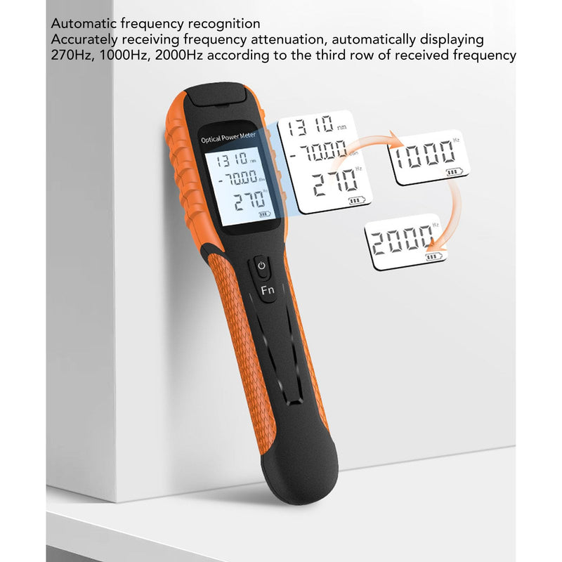 [Australia - AusPower] - Optical Power Meter, -70 ~ +10dBm Portable Fiber Optic Tester, Mini Fiber Optic Cable Tester with Lithium Battery for FC SC ST Universal Interface & Testing 9 Calibrated Wavelength 