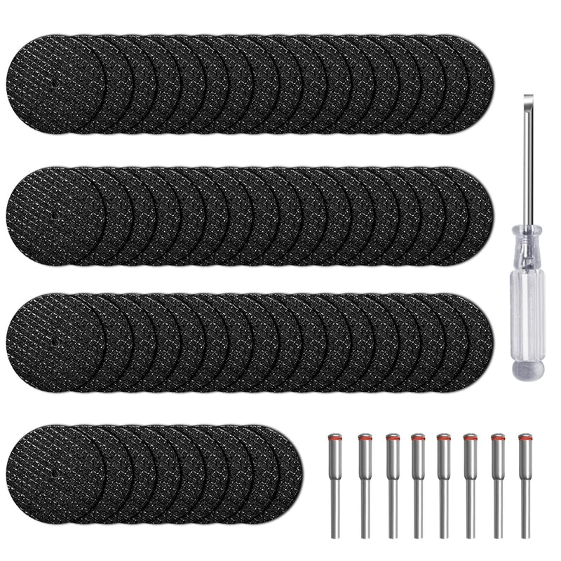 [Australia - AusPower] - Pack of 60 Cutting Discs for Dremel, Mini Metal Cutting Discs, Rotary Tool Accessories, Cutting Wheels with 8 Pieces 3 mm Mandrel 