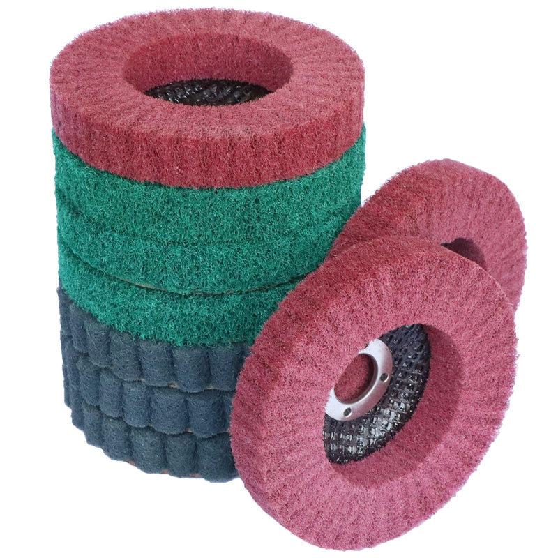 [Australia - AusPower] - 9Pcs 4" x 5/8" Nylon Fiber Flap Disc Polishing Grinding Wheel,Scouring pad Buffing Wheel for Angle Grinder Polishing,Flap Discs for Power-Operated Grinders 