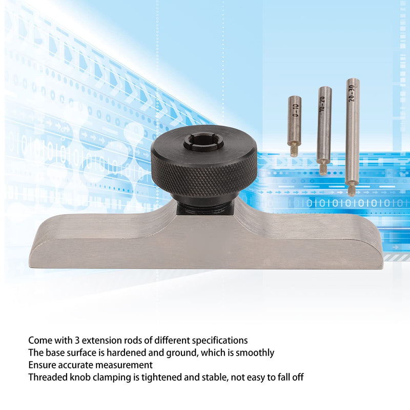 [Australia - AusPower] - Depth Dial Indicator Base Depth Bracket Micrometer Stand with 3Pcs Extension Rods(103x17mm/4.1x0.7in) 
