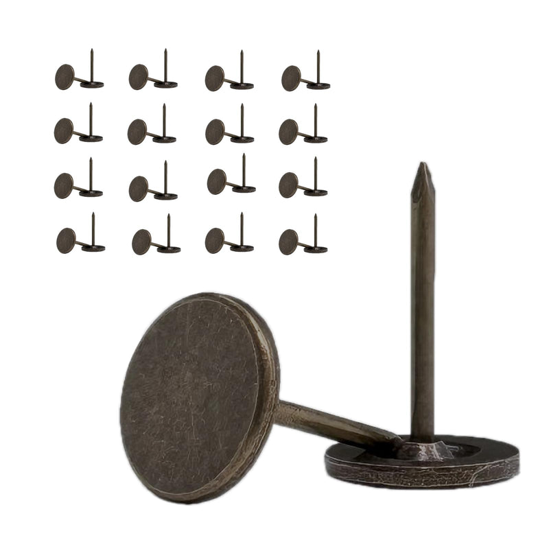 [Australia - AusPower] - 100pcs Upholstery Thumb Tacks for Wall, 7/16 Inch Heavy Duty Flat Head Push Pins, Decorative Long Wall Tacks Nails for Office Home Furniture Decor Fabric Wooden Photo, Bronze 