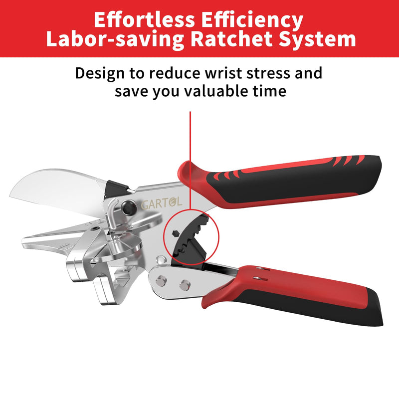 [Australia - AusPower] - GARTOL Ratchet Miter Shears for Angular Cutting Molding Crafting,Adjust 45-135 Degree Multi-Angle Cutter for Soft Wood, PVC, MDF (HD-3100 US, Classic, 1, HD-3100 US) 