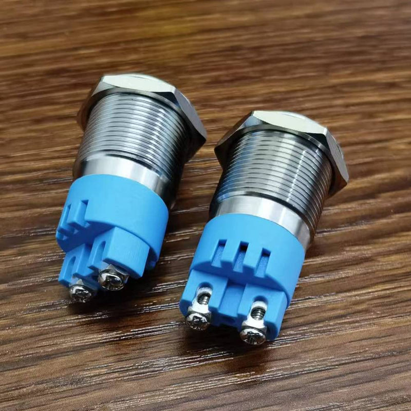 [Australia - AusPower] - 2pcs AC/DC 12V 19mm Waterproof IP65 Stainless Steel Red LED Flash Alarm 90dB Indicator Light with Lamp Buzzer, for Electrical Control Panel, DIY Project red LED 19mm-12v 