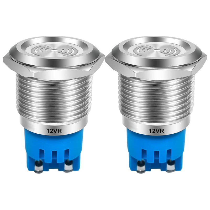 [Australia - AusPower] - 2pcs AC/DC 12V 19mm Waterproof IP65 Stainless Steel Red LED Flash Alarm 90dB Indicator Light with Lamp Buzzer, for Electrical Control Panel, DIY Project red LED 19mm-12v 