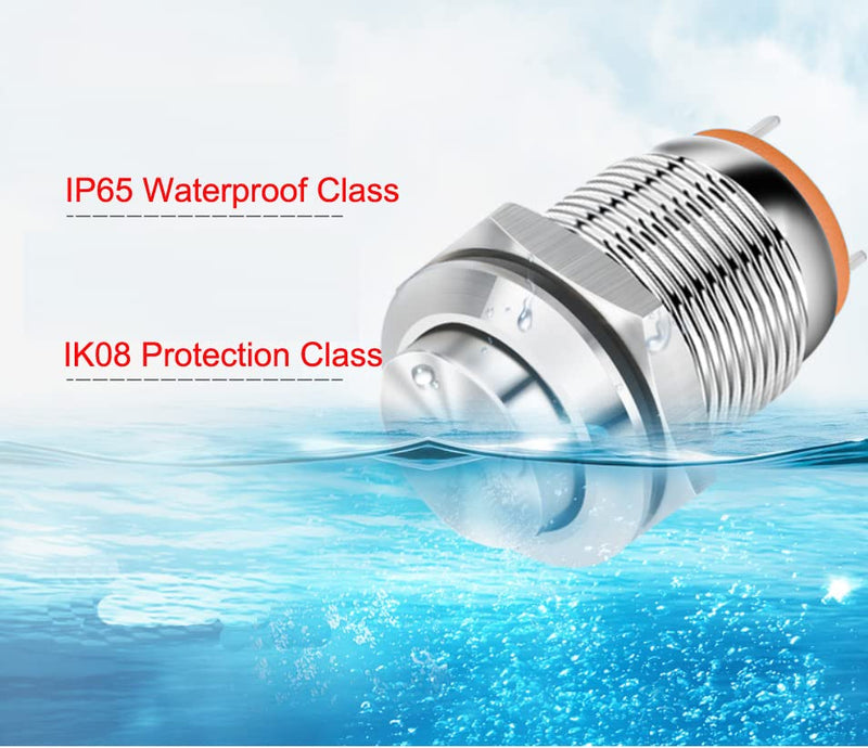 [Australia - AusPower] - 4pcs 12mm 3A 12V/24V/110V/250VAC Waterproof Push Button Switch Latching Nickel-Plated Copper Push Button Switch On-Off(High Head) 12mm-4pcs Latching 