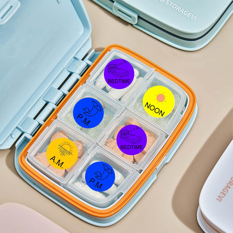 [Australia - AusPower] - Medicine Stickers Medication Instruction Label 1 Inch Morning Noon Evening Bedtime Medicine Reminder Stickers for Pill Case Planner(600 Pcs) 